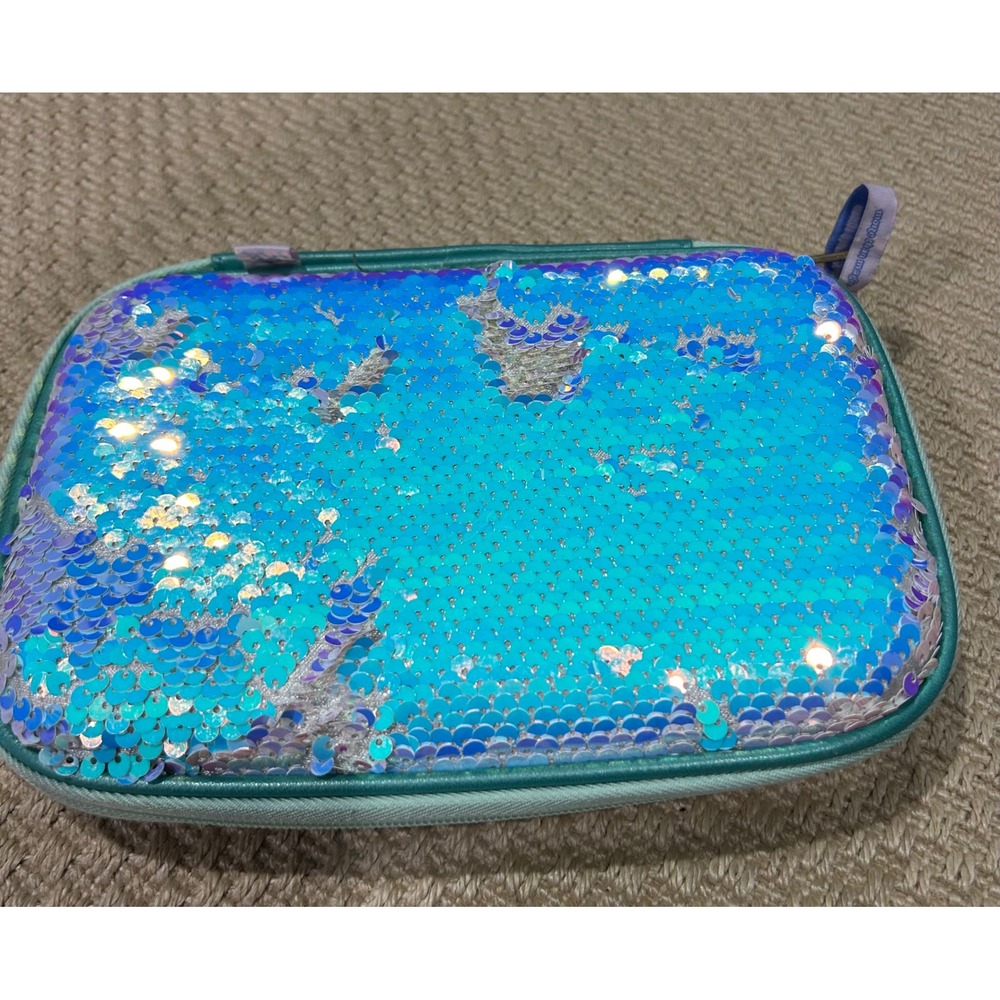 Reversible Sequin Cosmetic Makeup Case Organizer Pink Blue More Than Magic